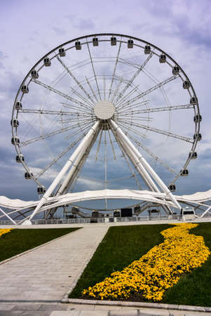 Baku, Azerbaijan - 2019. Sights, buildings and streets in Baku. Ferris wheel Baku.のeditorial素材