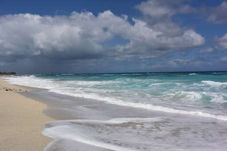 White sandy beach of Varadero. Magnificent coast of the Atlantic Ocean. Cubaの写真素材