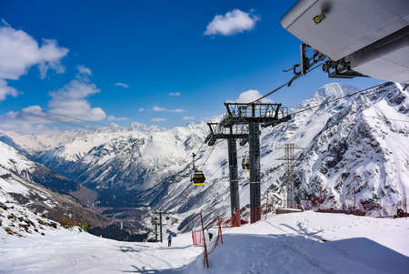 Gondola cable car on Elbrus. April 2019 Elbrusの写真素材