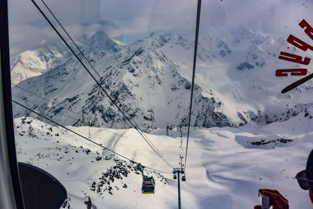 Gondola cable car on Elbrus. April 2019 Elbrusの写真素材