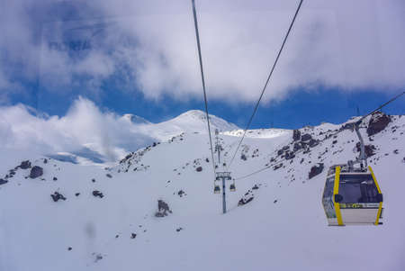 Gondola cable car on Elbrus. April 2019 Elbrusの写真素材