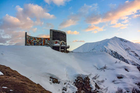 Monument Of friendship of Peoples in Georgia, Cross pass. April 26, 2019の写真素材
