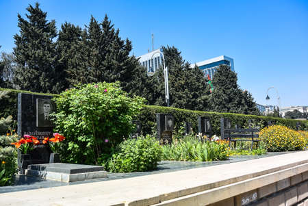 Baku, Azerbaijan - May 2019. Sights, buildings and streets with fountains in Baku. Nagorny Parkのeditorial素材