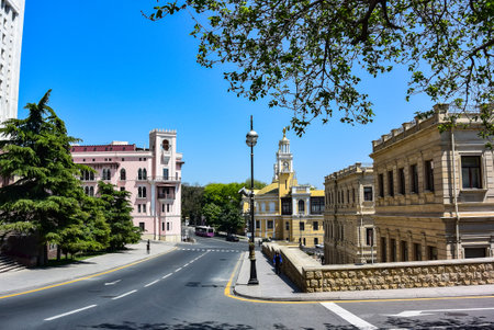 Azerbaijan - 2019. Sights, buildings and streets of Baku. Spring in Baku.のeditorial素材