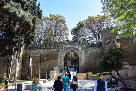 Azerbaijan - 2019. Sights, buildings and streets of Baku. The walls of the old city in Baku.のeditorial素材