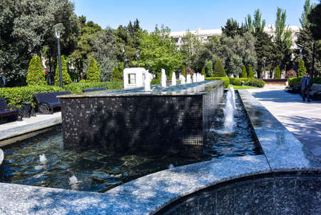 Baku, Azerbaijan - 2019. Sights, buildings and streets with fountains in Baku.のeditorial素材