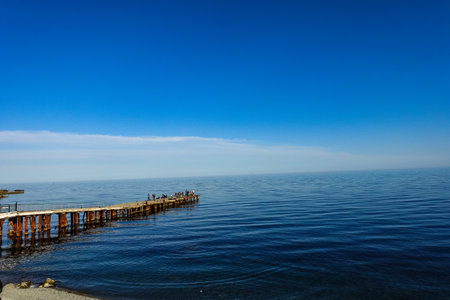 Black Sea embankment near Nikitsky Botanical Garden. Crimea 2021.の写真素材