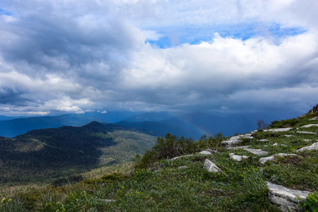View of the Lago-Naki plateau in Adygea. The Caucasus Mountains. Russia 2021.の写真素材