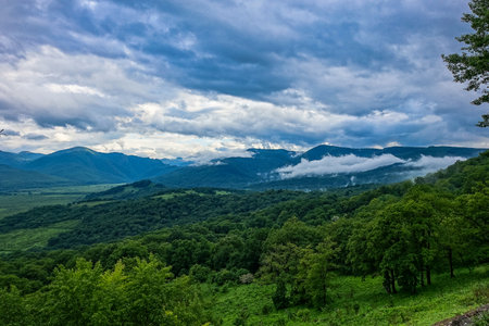 View of the Lago-Naki plateau in Adygea. The Caucasus Mountains. Russia 2021.の写真素材