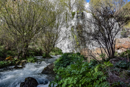 The Shaki waterfall is 18 meters high. It is located in the Syunik region of Armenia, near the city of Goris.の写真素材