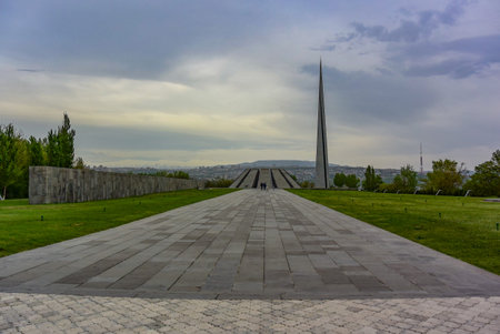 Tsitsernakaberd-Armenian genocide memorial complex is an official monument to the victims of the Armenian Genocide in Yerevan, May 2, 2019, Armeniaのeditorial素材