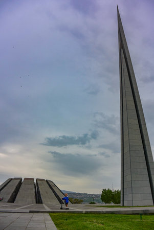 Tsitsernakaberd-Armenian genocide memorial complex is an official monument to the victims of the Armenian Genocide in Yerevan, May 2, 2019, Armeniaのeditorial素材