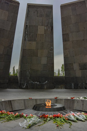 Tsitsernakaberd-Armenian genocide memorial complex is an official monument to the victims of the Armenian Genocide in Yerevan, May 2, 2019, Armeniaのeditorial素材