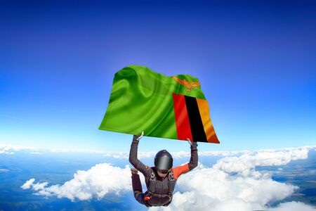 Zambia flag travel.の写真素材