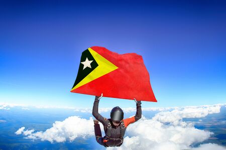 East Timor flag travel.の写真素材