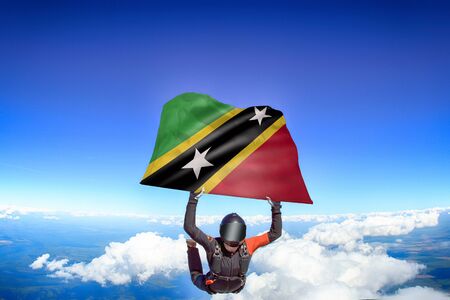 Saint Kids and Nevis flag travel.の写真素材