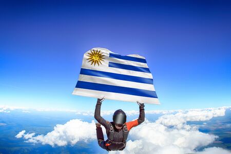 Uruguay flag travel.の写真素材