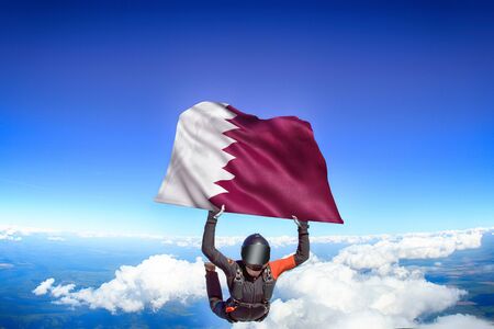 Qatar flag travel.の写真素材