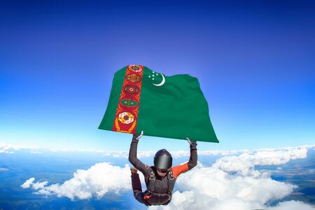 Turkmenistan flag travel.の写真素材