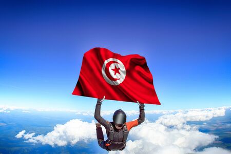 Tunisia flag travel.の写真素材