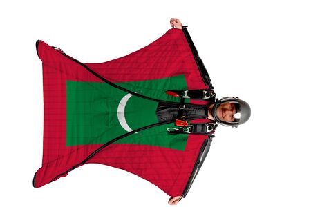 Bangladesh extreme travel. Simulator of free fall. Men in wing suit.の写真素材
