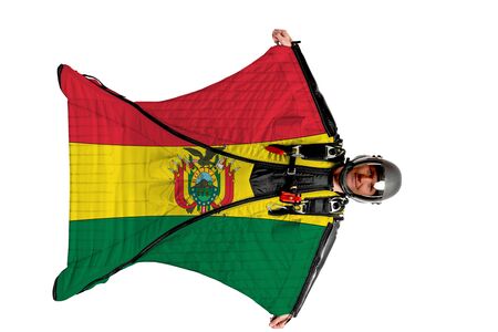 Bangladesh extreme travel. Simulator of free fall. Men in wing suit.の写真素材