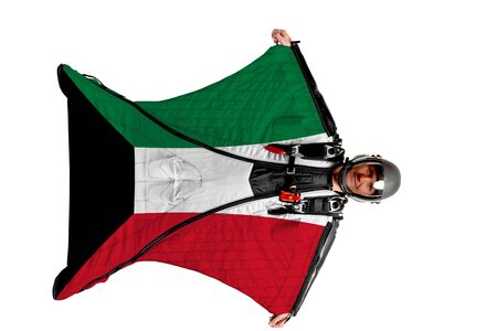 Bangladesh extreme travel. Simulator of free fall. Men in wing suit.の写真素材