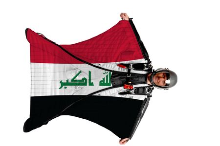 Bangladesh extreme travel. Simulator of free fall. Men in wing suit.の写真素材
