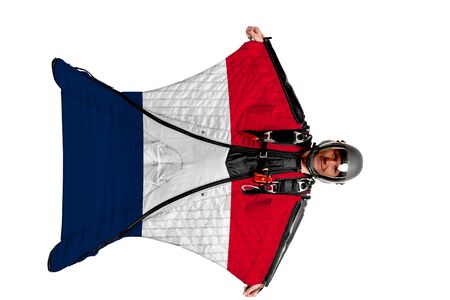 Bangladesh extreme travel. Simulator of free fall. Men in wing suit.の写真素材
