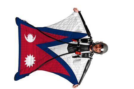 Bangladesh extreme travel. Simulator of free fall. Men in wing suit.の写真素材
