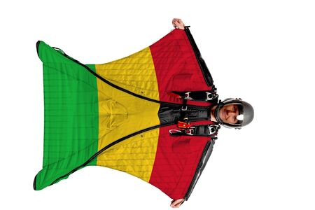 Bangladesh extreme travel. Simulator of free fall. Men in wing suit.の写真素材