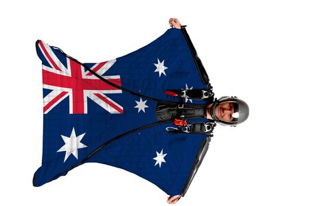 Bangladesh extreme travel. Simulator of free fall. Men in wing suit.の写真素材