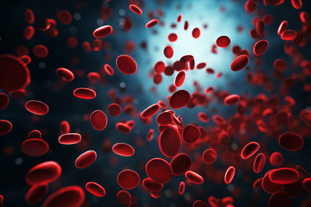 Vibrant Illustration of Red Blood Cells in the Human Bodys Circulatory Systemの素材