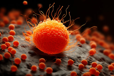 Alien Virus with Intricate Tentacles Penetrating the Human Organismの素材