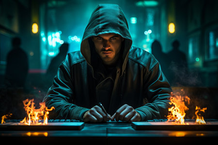 Major security breach. sophisticated hacker exploiting and compromising server systemの素材