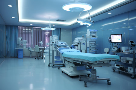 Cutting edge medical equipment and advanced devices in state-of-the-art operating room settingの素材