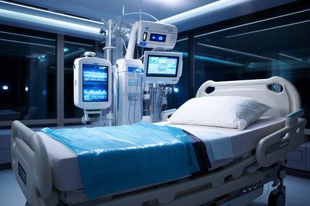Cutting-edge medical equipment and advanced devices in a state-of-the-art operating roomの素材