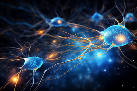 Intricate neural networks on abstract background for captivating scientific displayの素材