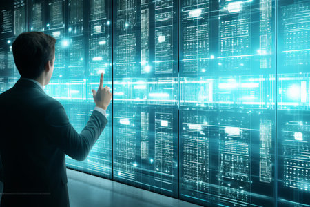 Ai hand touching big data network - revolution of artificial intelligence and technology innovationの素材