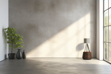 Blank Canvas: A Minimalistic White Wall in a Contemporary Home Interiorの素材