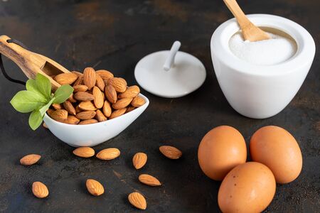 Ingredients needed to make marzipanの写真素材