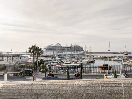 Ocean liner docked in the port of Ceutaの写真素材