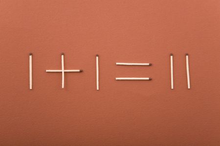 simple addition made of matchesの写真素材