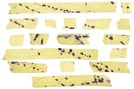 different yellow masking tape and ink dropsの写真素材