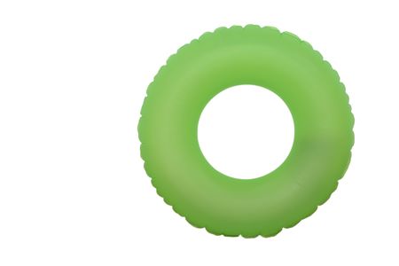 front view of green rubber ring for swimming poolの写真素材