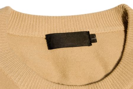 close-up of clothing label with L size