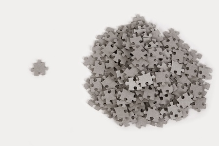 Jigsaw puzzle, success in business concept on white backgroundの写真素材