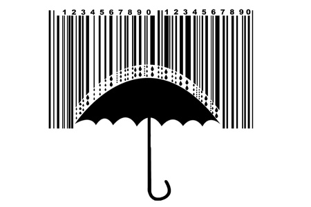Umbrella and barcode, protection for high priceの写真素材