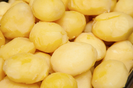 front view of raw boiled potatoの写真素材