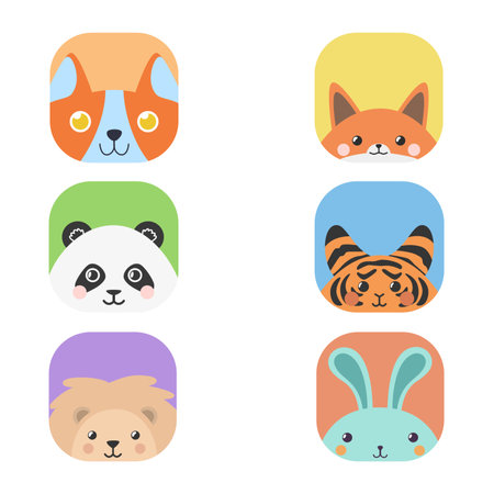 cute animal in a square. child and book illustration. toys, packaging, designのイラスト素材